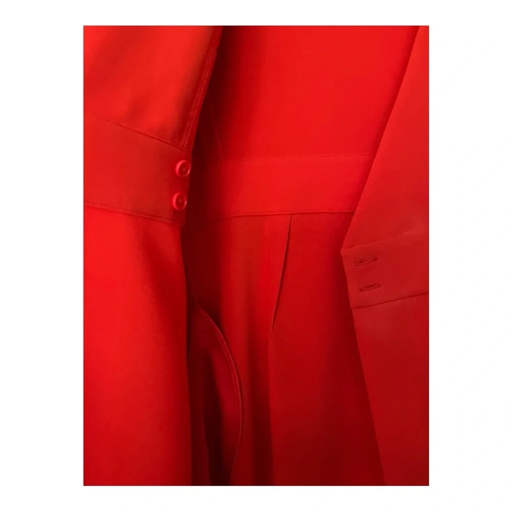 NWT DVF L/S A-line dress. BRIRE wrap style bright red - Picture 2 of 16